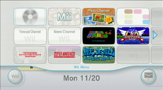 Menu Wii